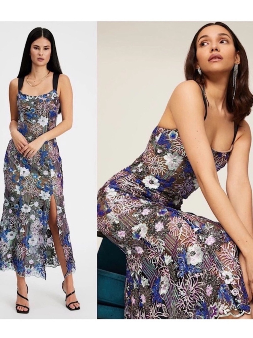 ELLIATT Paige Sequin Mesh Midi Dress Sz Small - Picture 3 of 16